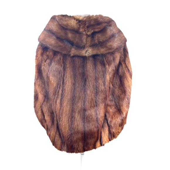 VTG 60s Brown Mink Marmot Fur Stole Wrap Shawl Jacket Mob Wife Old Money POCKETS - Picture 4 of 9